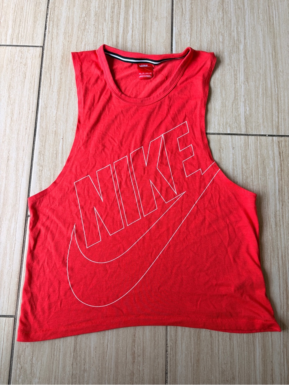 Nike Bright Red Women’s Sleeveless Crop Tank with Outline Logo